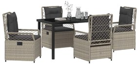 Conjunto de Jantar de Jardim com 5 peças em Polyrattan Cinza Claro