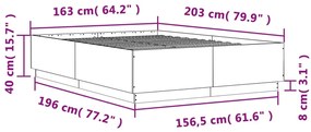 Estrutura de cama 160x200 cm derivados de madeira cinza sonoma
