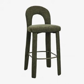 Banqueta Alta Estofada E Em Ferro Gianis ↑75 Cm & Chenille Verde Sálvia - Sklum