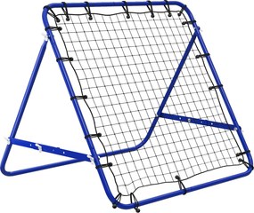 Rede de Ressalto para Futebol em Metal com Ângulo Ajustável e 20 Cordas Elásticas 96x80x96 cm Azul