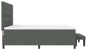Cama Box Spring com Colchão e Banco Cinza Escuro 180x200 cm Tecido