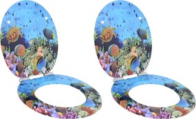 vidaXL Assento de Vaso Sanitário 2 pcs Azul Profundo do Mar 44 x 38 cm