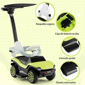 Andarilho bebés de Passeio 3 em 1 Volkswagen com 3 Posições Guiador Ajustável Toldo 96x40x93cm Verde