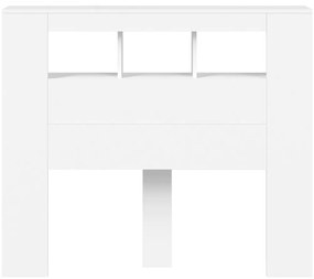 Cabeceira cama c/ LEDs 120x18,5x103,5 cm deriv. madeira branco