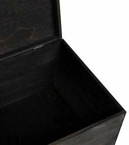 Caixa de madeira tampa preta 40x30x23cm pinho madeira maciça