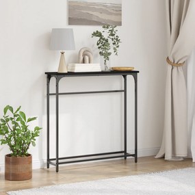 Mesa Console Preto Carvalhos 75x19,5x75 cm Madeira Prensada