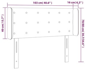 Cabeceira de cama c/ luzes LED veludo 103x16x78/88 cm rosa