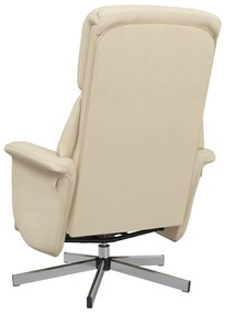 Cadeira reclinável com apoio de pés tecido creme