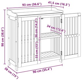 Armário de Jardim com armazenamento com porta Castanho 78 x 36.5 x 78c