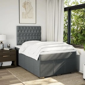 Cama boxspring com colchão 120x190 cm tecido cinzento-escuro