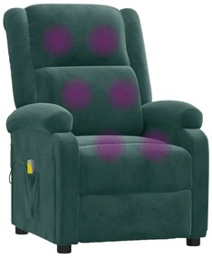 Poltrona de massagens veludo verde-escuro