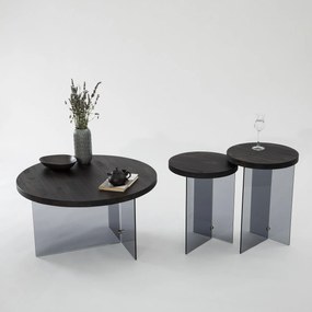 Conjunto de Mesas de Café Serenity – Antracite – 35x51 cm / 35x46 cm
