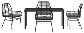 Conjunto de Jantar de Jardim com 5 Peças e Almofadas, Ratan Preto