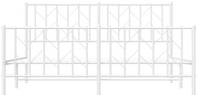 Estrutura de cama com cabeceira e pés 160x200 cm metal branco
