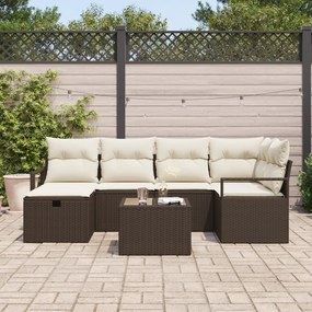 Conjunto de Sofá de Jardim vidaXL com Almofadas Castanho Rattan Sintét