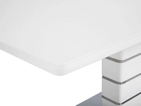 Mesa de jantar com base em aço inoxidável 180/220 x 90 cm branca e prateada HAMLER Beliani