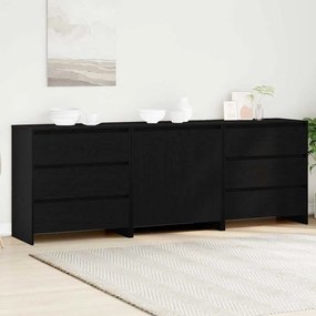 vidaXL Buffet 3 pcs Preto 70 x 41 x 75 cm Madeira processada