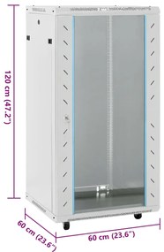 Armário bastidor 15U 19" IP20 60x60x120 cm cinzento