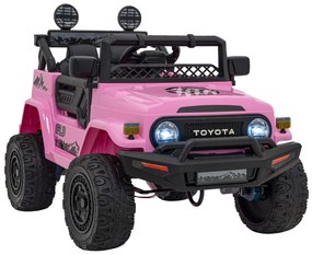Jipe elétrico para Crianças Toyota FJ Cruiser 12V 4x4, Rodas Espuma EVA, Assentocouro ecológico Rosa