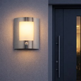 Candeeiro de parede exterior moderno em aço com sensor de movimento IP44 - Emmerald 1