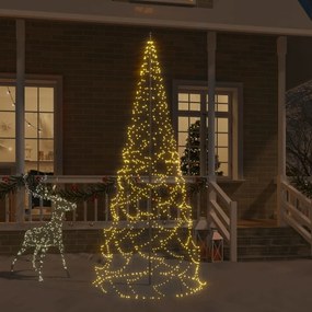343538 vidaXL Árvore de Natal mastro de bandeira 500 LEDs 300cm branco quente