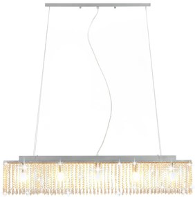 Candeeiro de teto com contas de cristal 104 cm E14 prateado