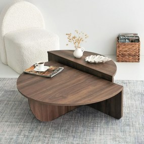 Mesa de Café Podium - Cor Nogueira - 90x30x60 cm e 85x35x30 cm