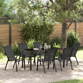 Conjunto de Jantar de Jardim vidaXL 7 Peças Preto Textilene e Aço