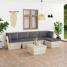 vidaXL 6 pcs conjunto lounge de paletes + almofadões madeira de abeto