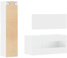 3 pcs conjunto móveis casa de banho derivados de madeira branco