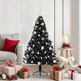 vidaXL Árvore de Natal Artificial Pré-iluminada Preto 150 cm PVC