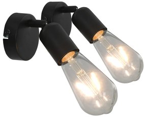 vidaXL Holofotes 2 pcs preto E27
