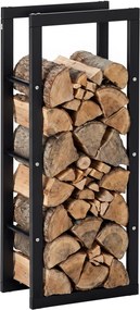 HOMCOM Suporte para Lenha de Metal Porta Lenha Metálico para Interior e Exterior Carga Máxima 100 kg 40x25x100 cm Preto | Aosom Portugal