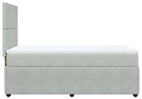 Cama com molas/colchão 100x200 cm veludo cinza-claro