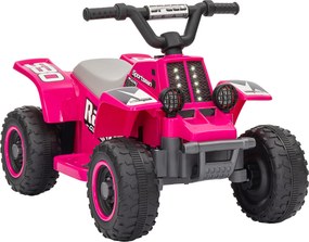 AIYAPLAY Quad Elétrico para Crianças, a bateria, anda para frente e para trás, luzes LED, 18-36 meses, Rosa | Aosom Portugal