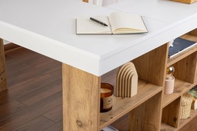 Secretária de Estudo Vesper - Branco e Pinho Atlântico - 130x72x50cm