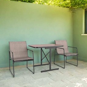 Conjunto de bistrô para jardim com 3 peças com mesa de jantar retangular e 2 cadeiras de tecido Castanho