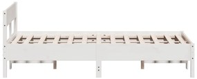 Cama sem colchão 140x200 cm madeira de pinho maciça branco