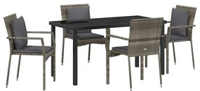 Conjunto de Cadeiras de Jardim 5 pcs Cinzeto 140 x 70 x 73 cm