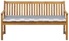 Banco de jardim em madeira de acácia 160 cm com almofada azul e branca VIVARA Beliani