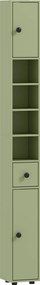 kleankin Coluna de arrumação armário alto para casa de banho 1 gaveta 4 prateleiras reguláveis e 2 armários 20 x 20 x 180 cm verde | Aosom Portugal