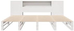Cama com estante sem colchão 200x200 cm madeira maciça branco