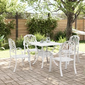 vidaXL 5 pcs conjunto de jantar para jardim alumínio fundido branco