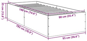 Estrutura cama 90x190 cm derivados de madeira cinzento sonoma