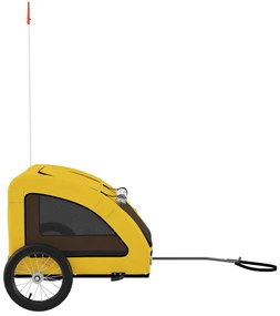 Reboque bicicleta p/ animais tecido oxford/ferro amarelo