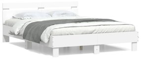 vidaXL Estrutura cama c/ cabeceira 140x190 cm derivados madeira branco
