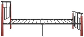 Estrutura de cama 100x200 cm metal/madeira de carvalho maciça
