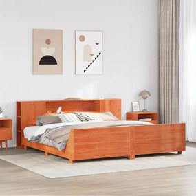Cama sem colchão 200x200 cm pinho maciço castanho-mel