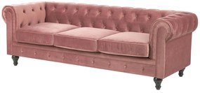 Sofá de 3 lugares em veludo rosa CHESTERFIELD Beliani