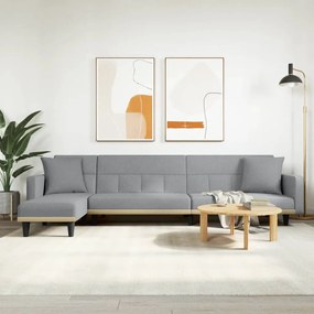3157232 vidaXL Sofá-cama em forma de L 275x140x70 cm tecido cinzento-claro